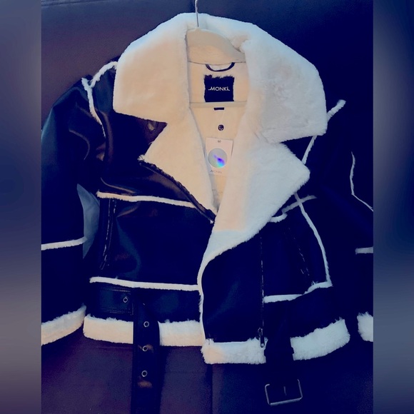 MONKI FAUX LEATHER JACKET new with tags size XS - Picture 2 of 12